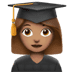 👩🏽‍🎓 woman student: medium skin tone display on Apple